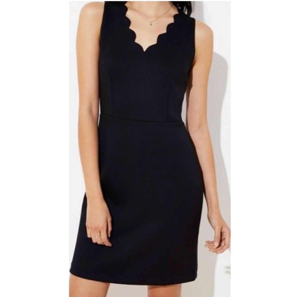 Ann Taylor LOFT Elegant Black Scalloped Dress